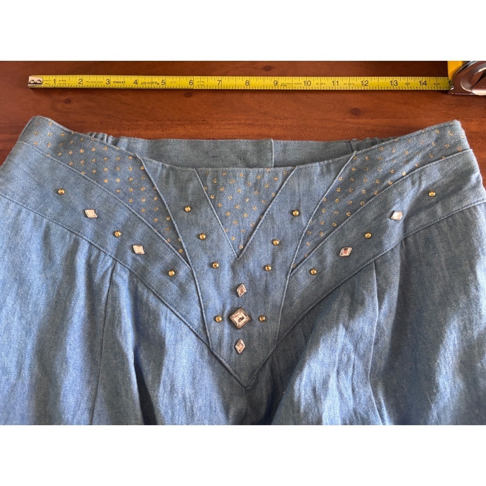 Vintage City Girl Nancy Bolen Long Denim Skirt Size 14 Rhinestone Western Boho - Picture 6 of 9